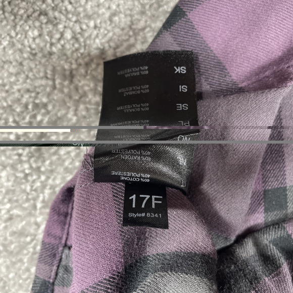 Kuhl Flannel Shirt Womens Small 1/2 Button Pockets Plaid Purple Outdoors - Picture 8 of 15